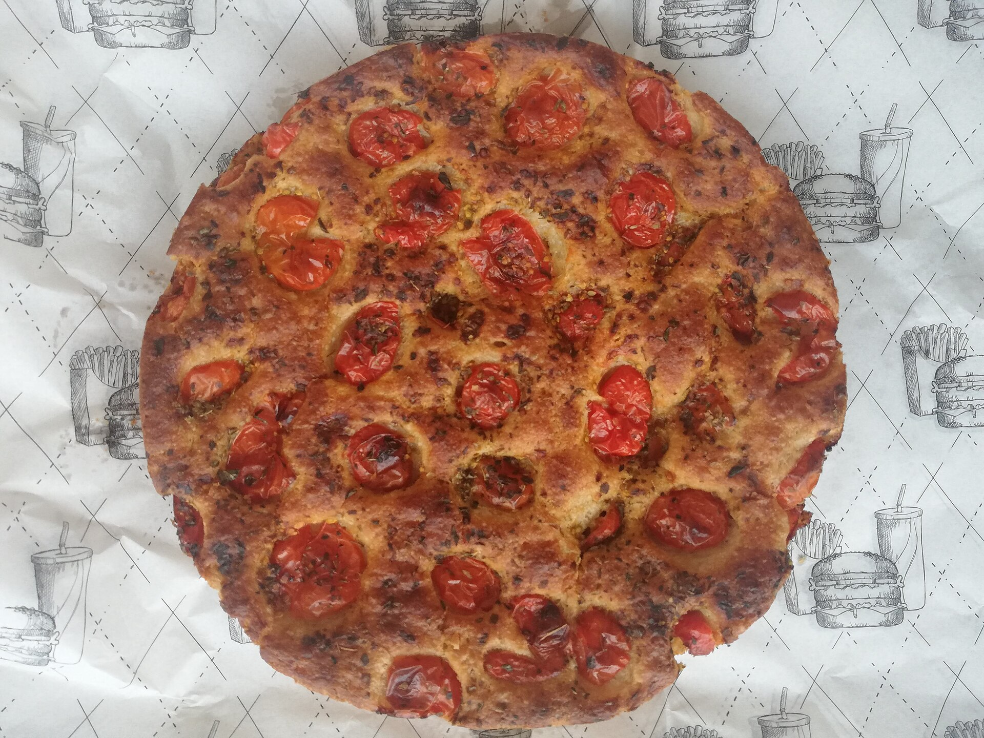 Traditional Pugliese focaccia and street food in Bari old town
